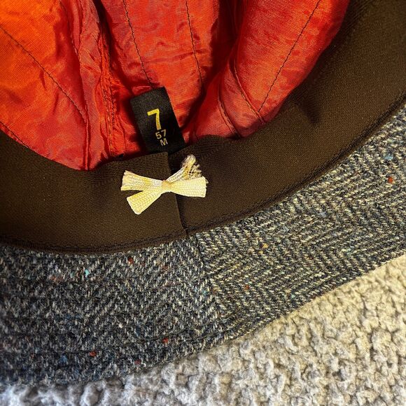 Donegal Tweed Wool Hat Mens 7 Medium 57  Brown Woven In Ireland - Picture 4 of 8